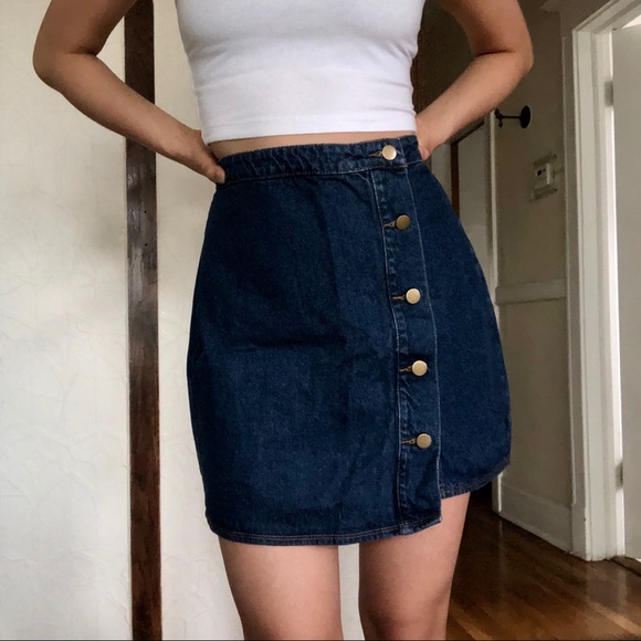 Boohoo Button Down Denim Wrap Skirt - Picture 3 of 5